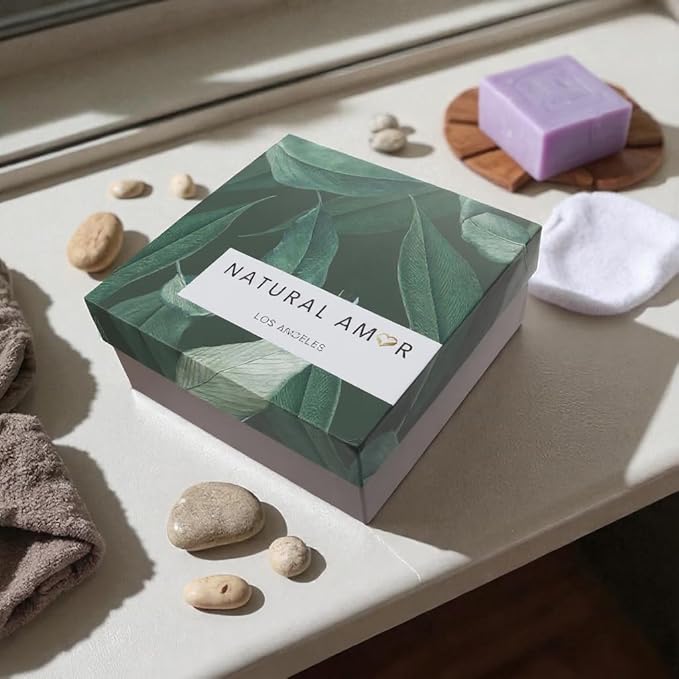 Natural Amor Handmade Bath Body Gift Set,6 pcs Self Care Gift for Women,Includes Soap Bar, Bath Bomb, Clay Mask, Candle- Thank you Gift for Pampering