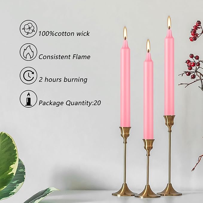 Set of 40 Pink Candles – Spell Chime Candles for Valentine's Day,Wedding,Rituals, Prayer, Birthdays, Meditation, Altar -0.5X4 Inch Tall, Unscented (Pink)