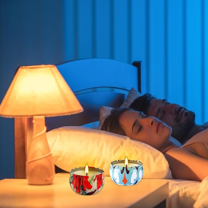 2 Pack Round Jar Scented Candles - Lavender and Jasmine Scents for Home Scented Candles, Eliminate Odors, Relieve Stress, Long Burning Soy Wax Women's Gift Set.