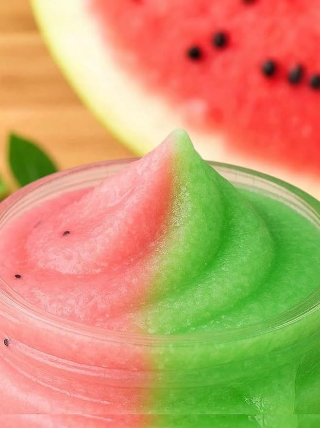 Exfoliating Sugar Scrub - Fruit Scented Exfoliating Body Scrub - Moisturizing Natural Face and Body Polish with Essential Oils - Gentle for Sensitive Skin - Watermelon, 8oz