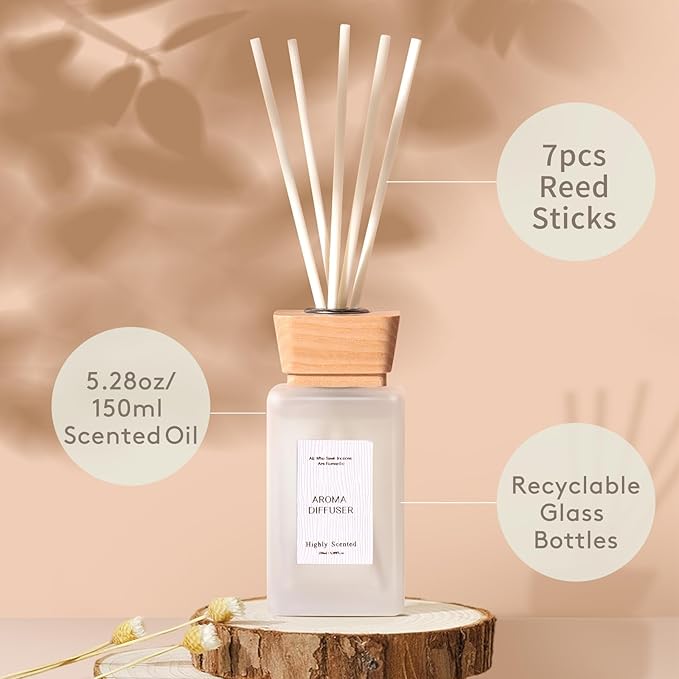 Reed Diffuser Set, 5.2 oz Citrus Scent Reed Diffuser with Sticks, Reed Diffusers for Home Bedroom Apartment Bathroom Decor, Scented Diffuser Gift for Home Fragrance.