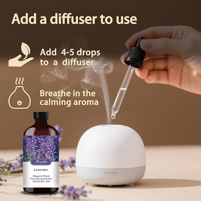 Lavender Essential Oil-Lavender Fragrance Oil 4.33oz (130ml)-100% Pure Natural Scent for Diffusers, Candles, Soap Making & Aromatherapy-Relaxing Home & Gift Essential Oil for Bath, Massage