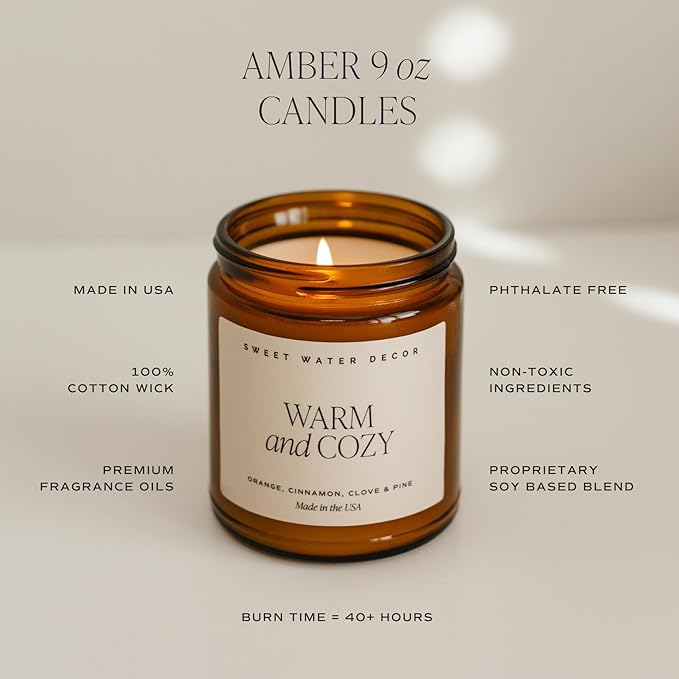 Sweet Water Decor, Best Mom Ever Candle - Sea Salt, Jasmine, Cream, and Wood Scented Soy Wax Candle for Mom - 9oz Amber Jar, 40 Hour Burn Time, Made in The USA