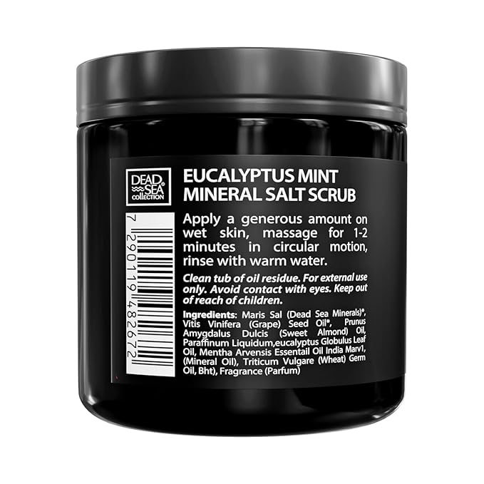 Salt Body Scrub Eucalyptus & Mint For Men– Moisturizes, Exfoliates & Nourishes Skin – Cleanses & Detoxifies with Dead Sea Minerals – Dead Sea Collection - 23.28 OZ