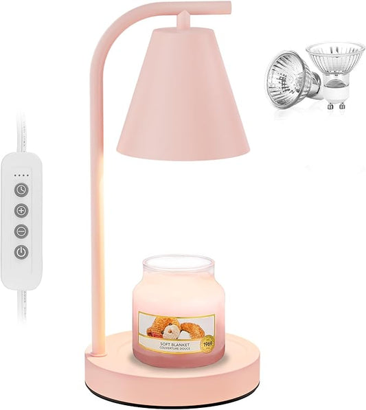 Pink Candle Warmer, Candle Warmer Lamp with Timer,Electric Candle Lamp Warmer for Scented Wax with 2 Bulbs,House Warming Gifts New Home&Gifts for Women, Candle Lamp for Jar Candles