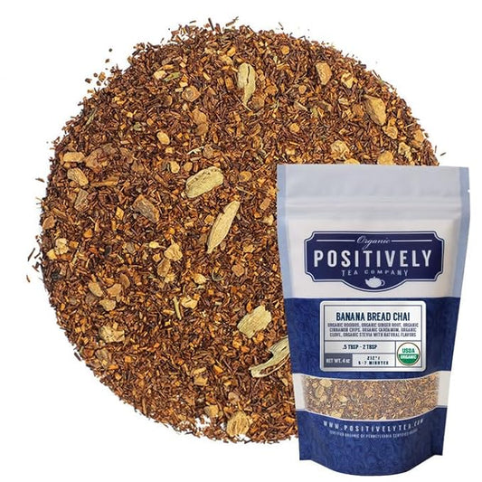 Organic Positively Tea Company, Banana Bread Chai Rooibos Tea, Loose Leaf, 4 Ounce
