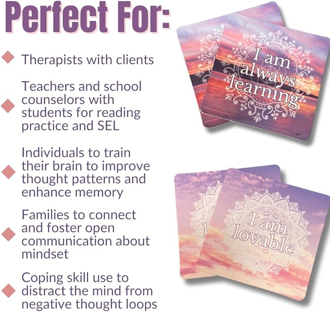 Positive Affirmations Memory Matching Game REMEMBER WHO YOU ARE, Therapy Games for School Counselors and Therapists, Positive Affirmation Cards Game for Adolescents, Teens and Adults