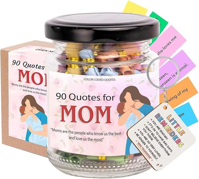 90 Love Notes for Mom in a Jar with NFC Keychain, Positive Affirmation Cards, Emotional Support Jar with Daily Affirmations for Women, Birthday Gifts for Mom, Mom Gifts from Daughters