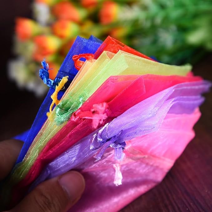 100 Pcs Organza Gift Bags Mix Colors Small Jewelry Pouches Wedding Jewelry Bag 2x3 Inch Favour bags Lavender Bag for Wedding Birthday Party Christmas Candy Mesh Bags