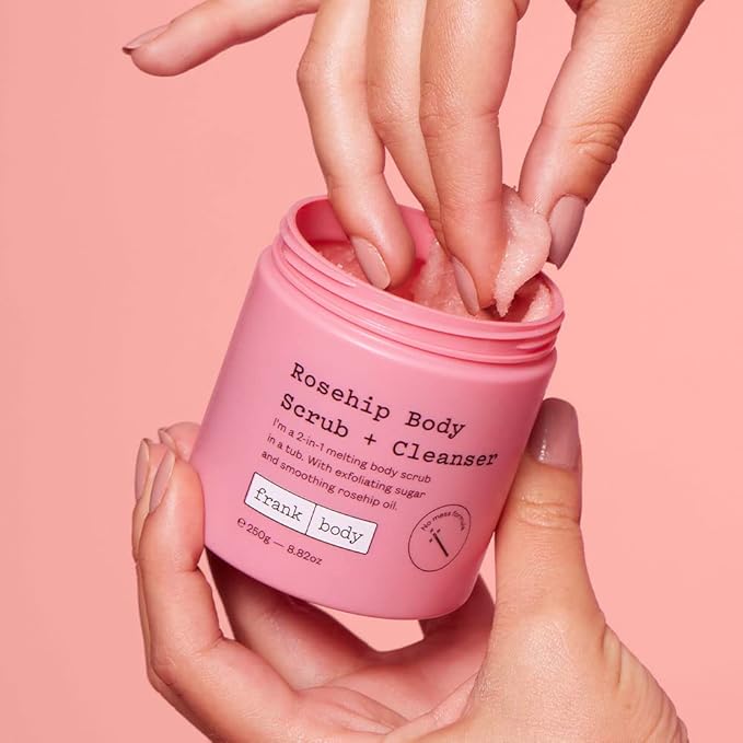 frank body Rosehip Body Scrub & Cleanser | Fades Marks & Softens Skin |Exfoliating Body Scrub | With Rosehip Oil, Coffee Seed Extract & Lavender Oil | Vegan & Cruelty Free | 250g / 8.82 oz