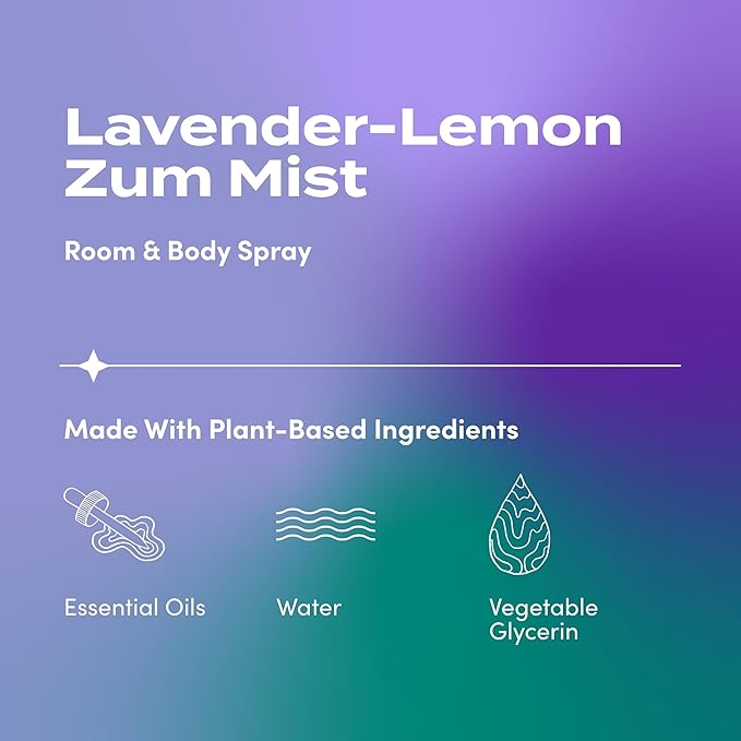 Indigo Wild Zum Mist Room & Body Spray - Aromatherapy Essential Oil Spray - Natural Body Mist & Room Spray - Lavender-Lemon Scent - 4 fl oz