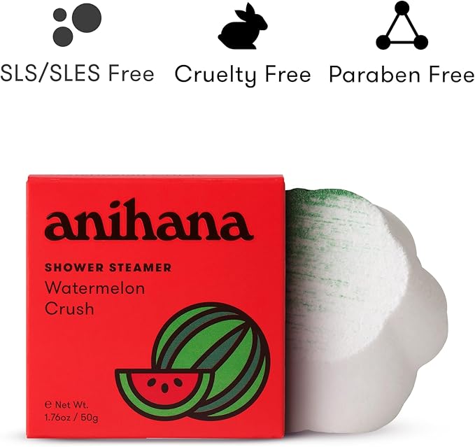 ANIHANA Shower Steamers 4 Pack, Paraben Free, Cruelty Free, Refreshing Watermelon Crush Scent, 1.76 oz Each
