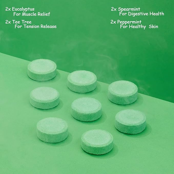 Shower Steamers, 8 Essential Oils Shower Bombs in Eucalyptus, Tea Tree, Spearmint & Peppermint - Gifts for Women & Men, Self Care, Stress Relief & Relaxing Gifts, Aromatherapy Bath Bombs