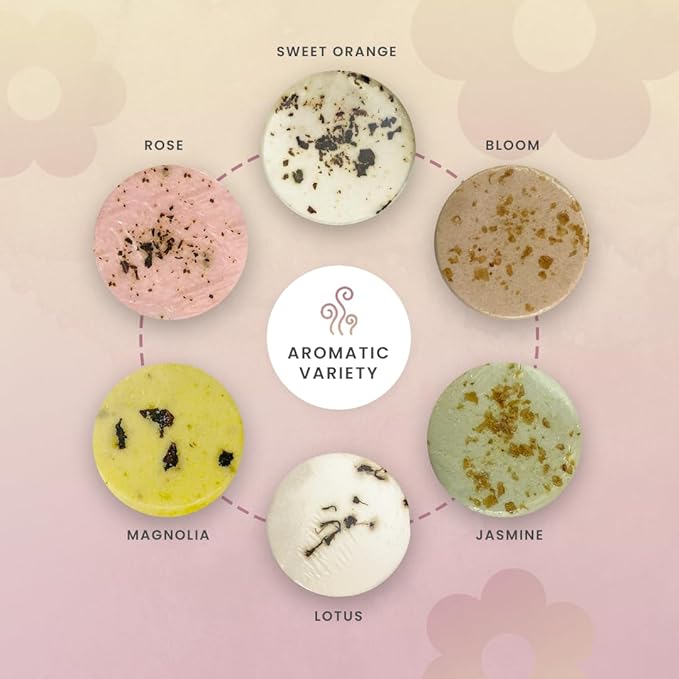 Shower Steamers Gift Set – 6 Aromatherapy Scents for Women & Men – Bloom Collection – Essential Oil Shower Bombs for Relaxation, Stress Relief & Self-Care – Spa Gift for Her or Him