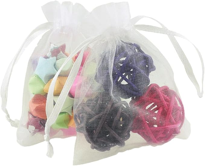 100 Pcs Organza Gift Bags Beige Small Jewelry Pouches Wedding Jewelry Bag 2x3 Inch Favour bags Lavender Bag for Wedding Birthday Party Christmas Candy Mesh Bags