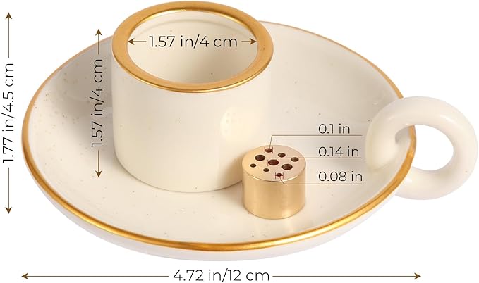 Sage Holder, Ceramic Palo Santo Sticks Holder, Sage Burner Holder with Handle, 4.72" Sage Incense Holder for Meditation, Yoga and Relaxation