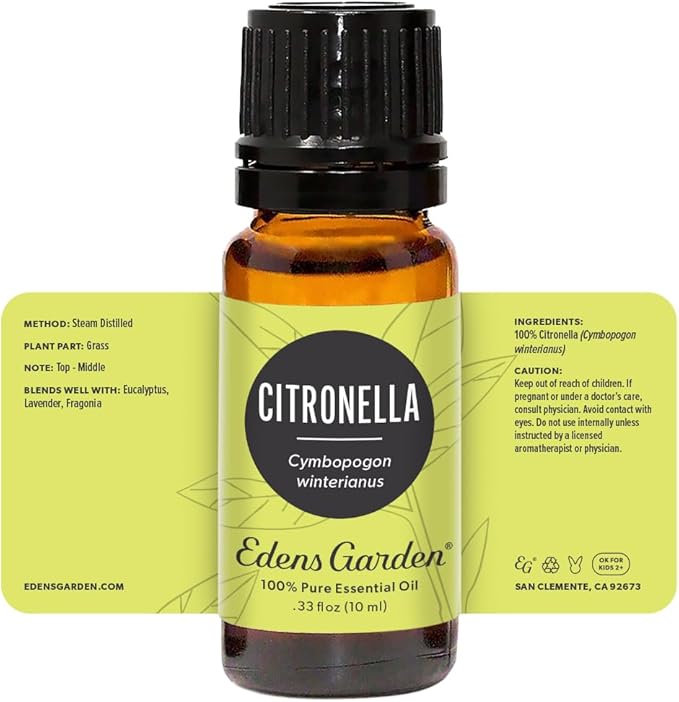 Edens Garden Citronella Essential Oil- 100% Pure Premium Grade, Undiluted, Natural, Therapeutic, Aromatherapy, The Best for Diffuser, Skin, Candle, Kid Safe 10 ml (.33 fl oz)