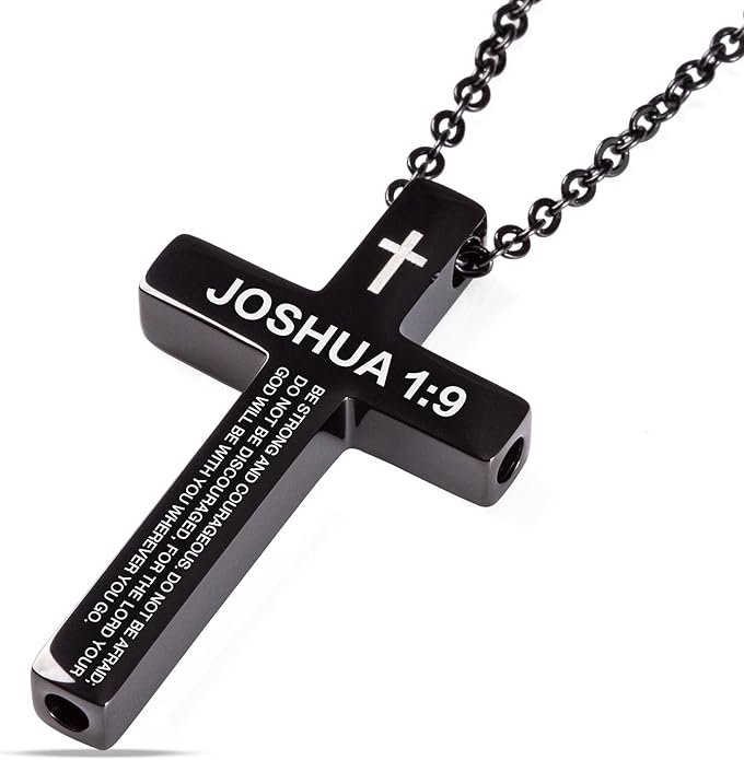 Cross Breathing Necklace for Anxiety, Inspirational Bible Verse Mindfulness Pendant Necklace, Stainless Steel Meditation Breathwork Tool, Anxiety Relief Items for Teens Gift