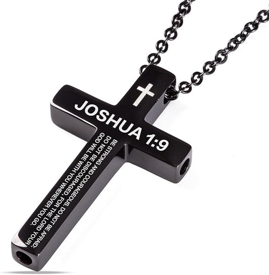 Cross Breathing Necklace for Anxiety, Inspirational Bible Verse Mindfulness Pendant Necklace, Stainless Steel Meditation Breathwork Tool, Anxiety Relief Items for Teens Gift
