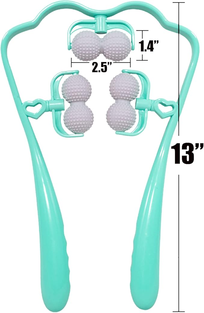 Upgrade Neck Massager, Neck Massager for Pain Relief deep Tissue, 6 Balls Massage Roller,Manual Massager, Shoulder Massager, Handheld Neck and Back Massager Roller Legs Shoulder Relaxer