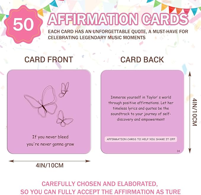 Positive Affirmation Cards for Women Inspirational Birthday Gifts for Music Lovers Motivational Cards for Game Nights Easter Mother’s Day Gifts (50pcs)