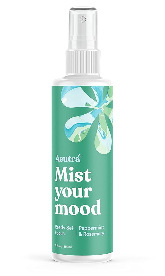 ASUTRA Multi-Use Essential Oil Aromatherapy Spray (Peppermint & Rosemary), 4 fl oz – Mist for Face, Body, Rooms & Linens – Car, Fabric, and Bathroom Freshener