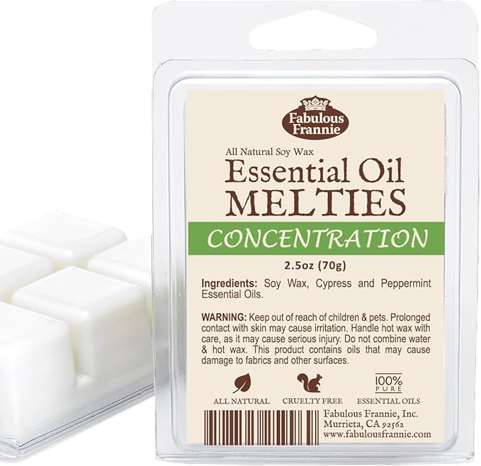 Fabulous Frannie Concentration 100% Pure & Natural Soy Tart Meltie Made with Pure Cypress and Peppermint Essential Oils 2.5 oz