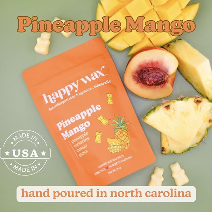 Happy Wax Beach Mix Premium Scented Natural, Non Toxic Soy Wax Melts – 6 Total Oz. of Scented Wax Melts. Includes: Pina Colada, Coastal Tide, and Pineapple Mango