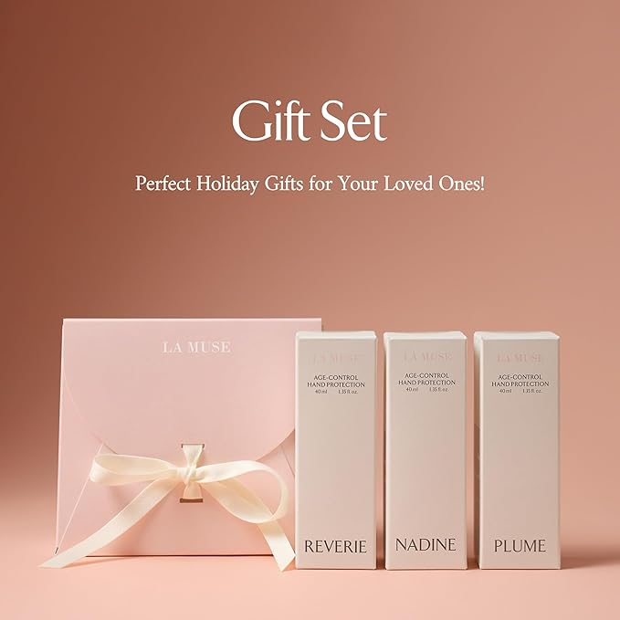 LA MUSE Age-Control Hand Protection | 3-Piece, Hand Cream Gift Set | Luxury Perfumed Hand Cream for Women | Shea Butter Nourishes & Protects Dry, Aging Hands | Fast-Absorbing & No Grease, Silky Finish