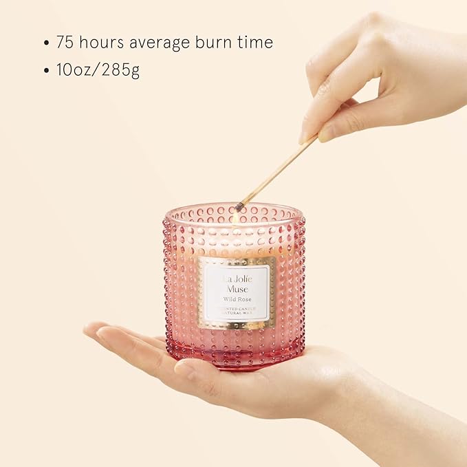 LA JOLIE MUSE Rose Noir & Oud Scented Candle – Lemon, Rose & Oud | 10 oz Natural Soy Wax | 55 Hours Clean Burn | Gift-Ready for Hosts & Gatherings | Elegant Home Décor