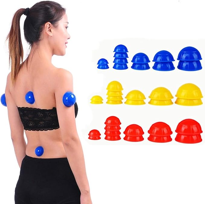 12 Pcs Silicone Massage Cupping Set Vacuum Cupping Cans Acupuncture Cupping Therapy Set Professional Body Massage Suction Cup Cupping Therapy Pain Relief Muscle Health Relaxation