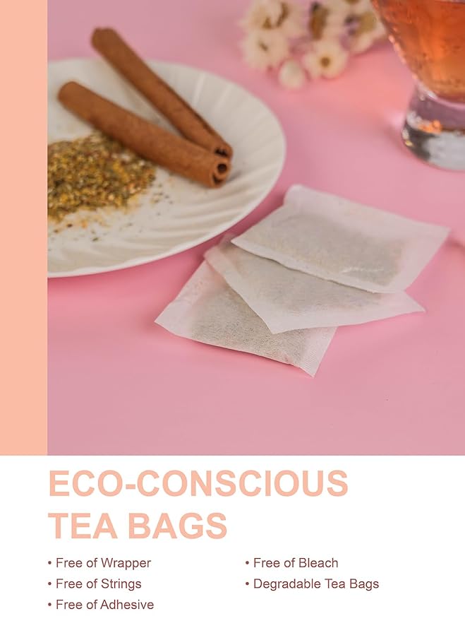 TeeLux Peach Herbal Tea Bags, Fruity Rosehips with Tart Hibiscus & Soothing Chamomile, Fruity & Sweet Flavor, Caffeine Free, 50 Count