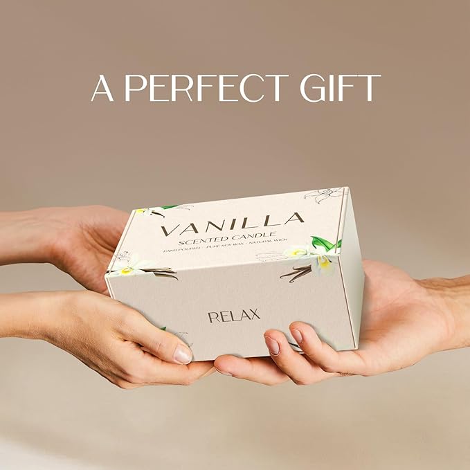 Vanilla Candle, Soy Candles for Women, Soy Candles for Home Scented, 2 Pack Aromatherapy Candle Gift Set for Relaxing, Stress Relief & Home Decor