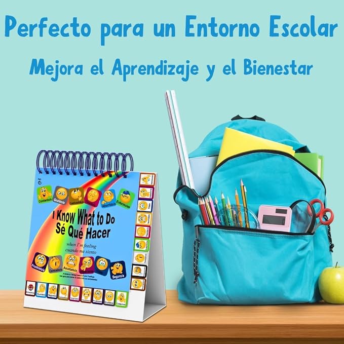 I Know What to Do Flipbook (SP/Eng): Emotions Book for Kids-Autism Learning Materials for Understanding Feelings; Reinforces Positive Behavior; Serves as Emotions Wheel/Chart; Calm-Down Corners