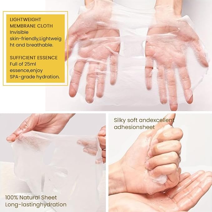 Kaely 6 Pack Honey Face Masks for Kids, Kids Face Mask Spa Day Kit Supplies, Spa Party Favors for Teens Girls Women, Sheet Facial Mask Skincare Gifts Set, Hydrating Nourish for All Skin Types, 07