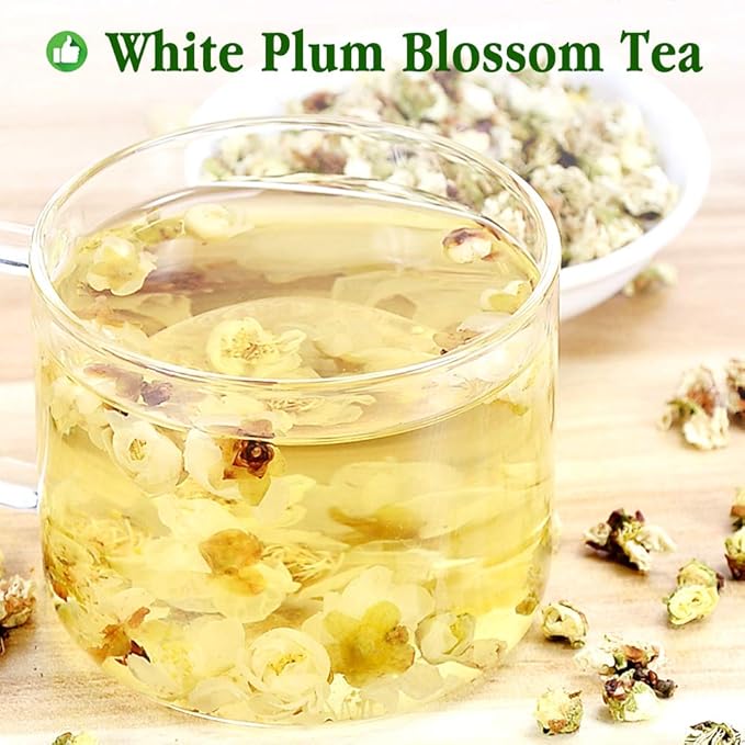 Plant Gift White Plum Blossom Tea Dried Flower Tea, Plum Green Tea Loose Health Tea Herbal Green Plum Bossom Tea 35g