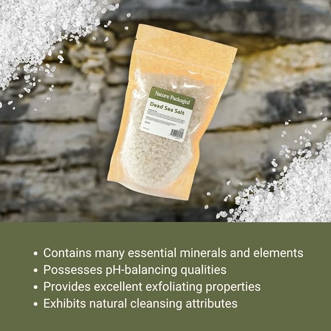 Dead Sea Salt (16oz) - Direct from The Shore of The Dead Sea - Organic Salt for Body Scrubs, Adding to Baths, and Foot Soaking 1 Pack