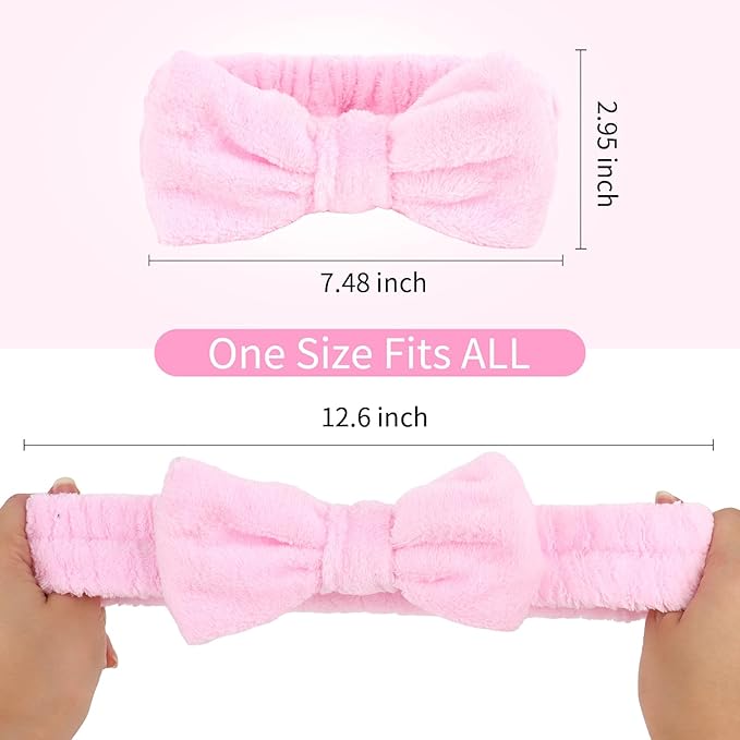 8 Pack Spa Headband for Washing Face,Pink Black Skincare Headband Set for Women Girls Cute Bow Headbands for Makeup Skin Care Head bands Slumber Party Supplies