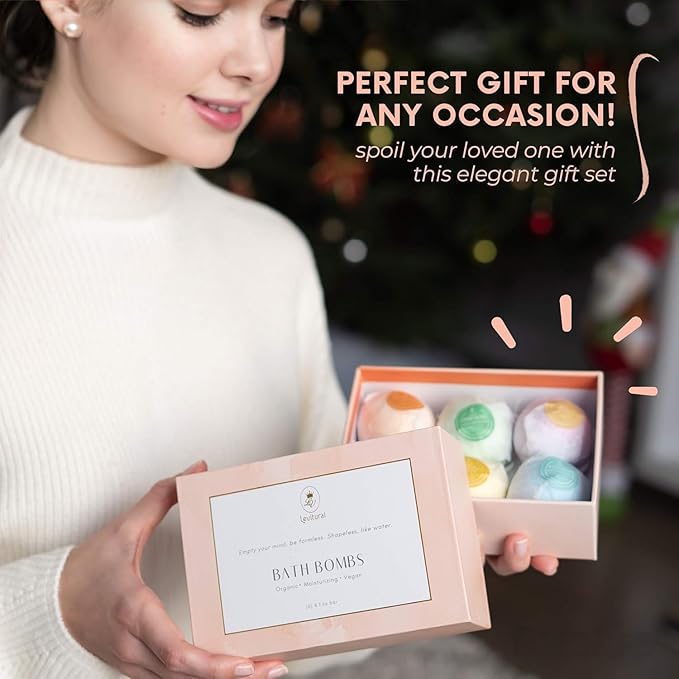 Levitural Bath Bombs Gift Set – Organic & Natural Spa Fizzies for Relaxation, Moisturizing, and Aromatherapy – Perfect for Women, Men, and Kids