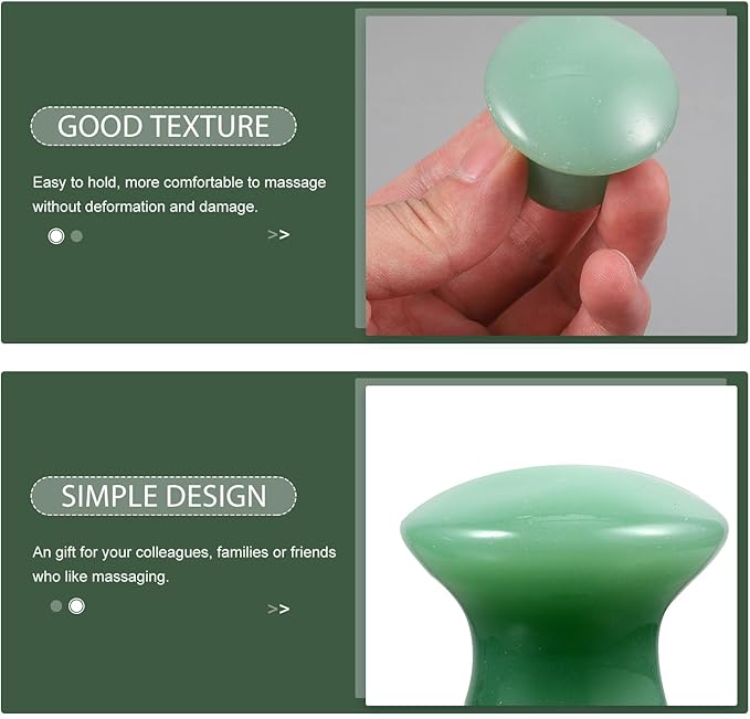 Jade Massager: Mushroom Gua Sha - 2Pcs Green Jade Quartz Mushroom Face Massage Rollers Stones Scraping Massage Tool for Men Women, Massager for Face, Eyes, Relieve Fine Lines and Wrinkles