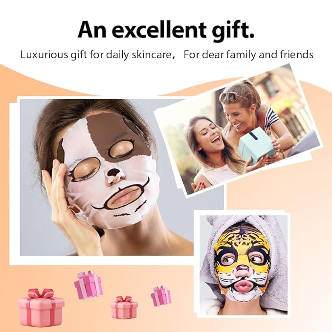 evpct 7 Pack Animal Face Masks Skincare,Spa Kit for Girls Kid Animal Facial Face Masks Skincare for Teens Kids Girls Spa Day Slumber Sleepover Birthday Party Favors Supplies Kit, Sheet Mask Beauty