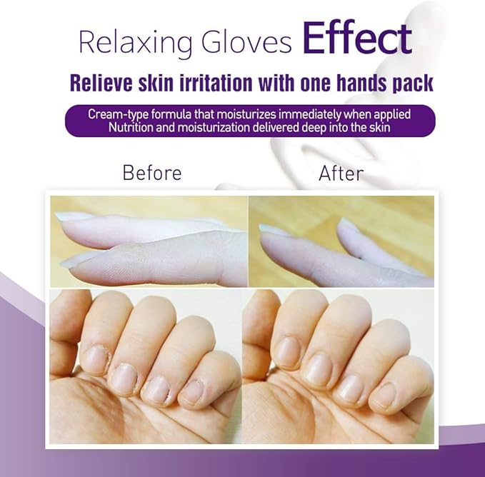 Epielle Relaxing Hand Masks 6 Pairs, Deep Moisturizing Gloves for Dry, Cracked Hands, Relax and Restore with Melatonin & Lavender Extract, Spa & Self Care Gifts for Women, Korean Skin Care