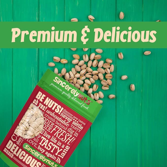 Sincerely Nuts Large Pistachios Roasted Salted in Shell 5LB Bag Healthy Snack Food Great for Cooking Source of Fiber, Protein, Vitamins Minerals Gourmet Flavor Kosher Gluten Free