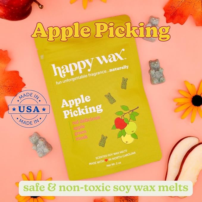 Happy Wax Forever Fall Collection Scented Natural Soy Wax Melts – 6 Total Oz. Collection Includes Apple Picking, Pumpkin Spice Latte and Autumn Breeze