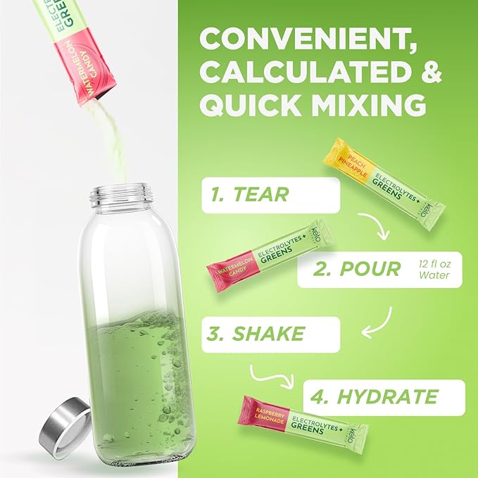 Keto Vitals Keto Electrolytes Plus Greens Superfood Powder Packets - 30 Servings Super Greens Powder Packets with Sugar Free Electrolytes for Hydration, Gut Health & Digestion - Organic Green Blend