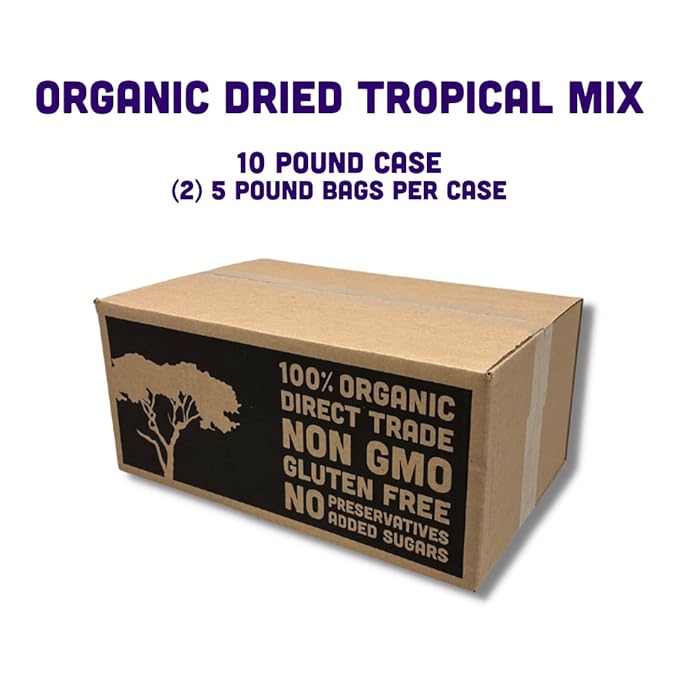 Mavuno Harvest Tropical Mix Dried Fruit Snack | Unsweetened Organic Mixed Dried Fruit | Gluten Free Healthy Snacks for Kids and Adults | No Sugar Added, Vegan, Non GMO | Bulk 10 Pounds