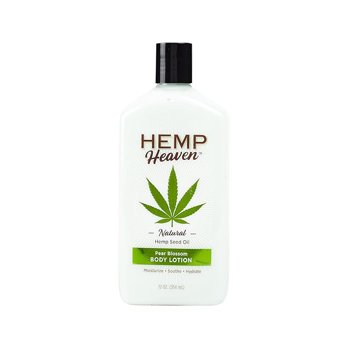 Hemp Heaven Hemp Seed Oil Body Lotion - Moisturizer and Protection for Skin, Wrinkles, Acne - Healing Vitamins and Minerals - For Men and Women (Pear Blossom, 12 Oz)