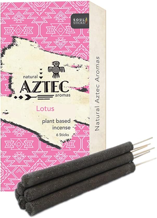 Soul Sticks Aztec Cinnamon Resin Incense Sticks, 90 Hrs Burn Time – 100% Natural, Hand-Rolled & Slow-Burning 6 Pcs| Artisan Blend for Yoga, Meditation, Relaxation, Aromatherapy (Lotus)