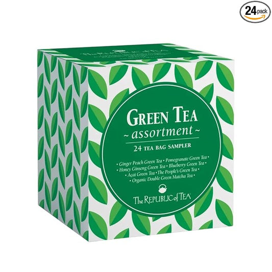 The Republic of Tea - Green Tea Assortment Sampler, 24 Individually Wrapped Tea Bags
