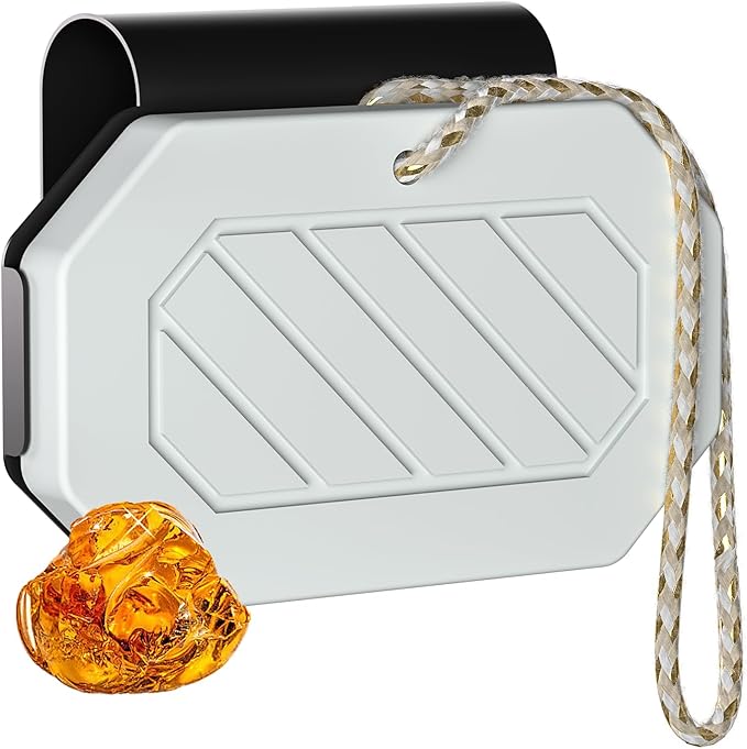 Stone Car Air Freshener - 2 in 1 Magnetic Visor Clip & Hanging Car Diffuser with Natural Essential Oils, Long Lasting Scent for Men & Women - Amber